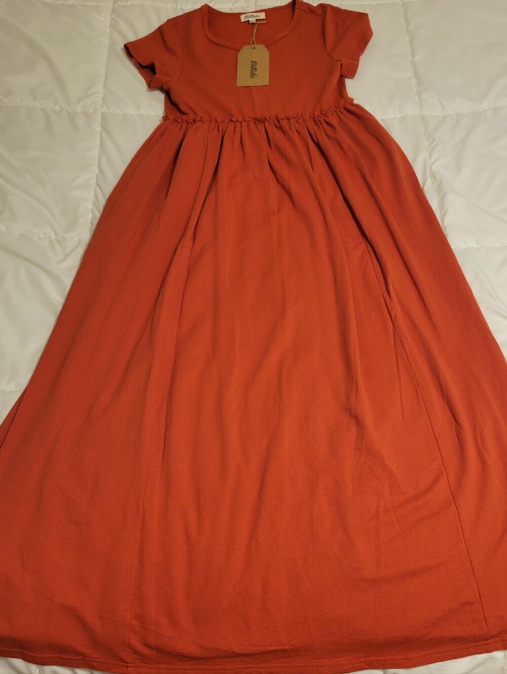 Rust Orange Maxi Dress W/ Pockets Listicle Boutique Brand